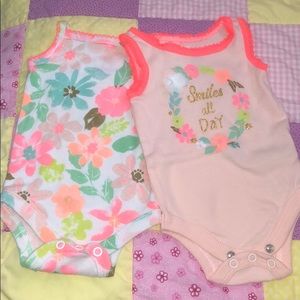 New! Baby girl Two peach tank top onesies